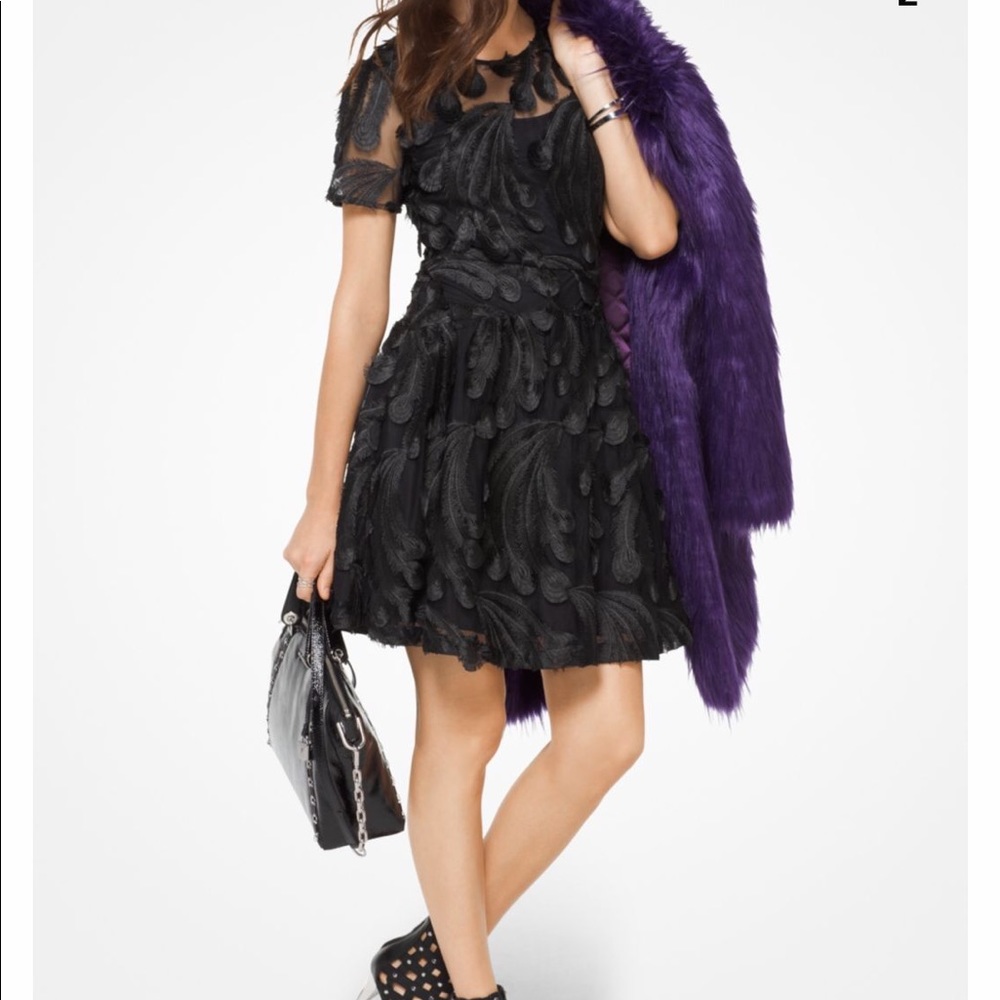 Michael Kors feather embroidered black dress!